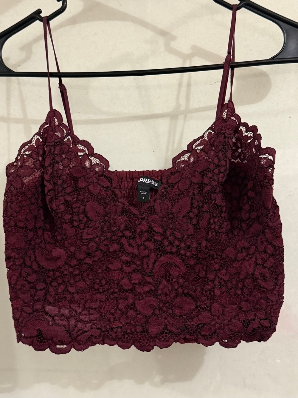 Express Burgundy Lace Cropped Cami